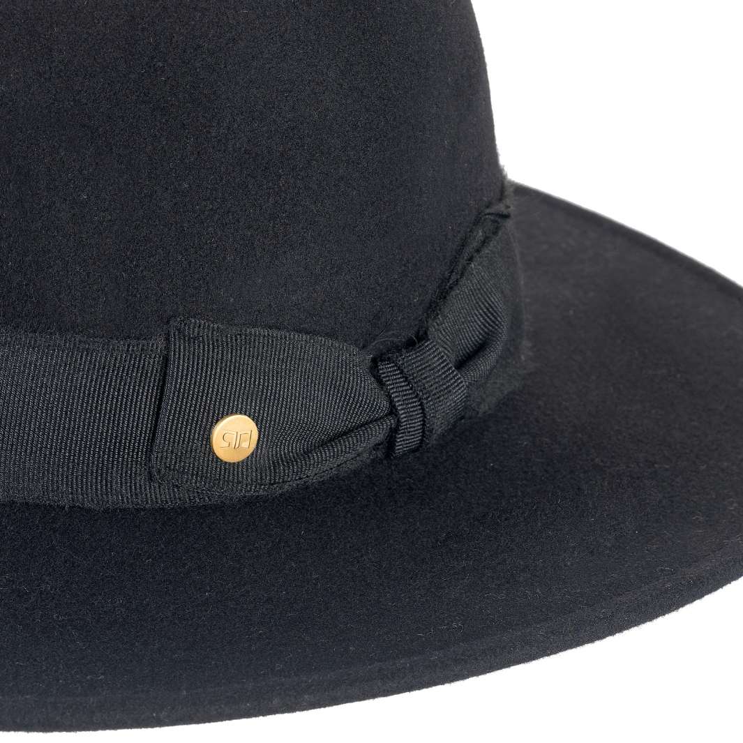 Cappello Fedora Esclusivo color Nero, in feltro di lapin, foto con vista dettaglio ravvicinato - Primario Nesti